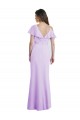 Lila A-Linien V-Ausschnitt Chiffon Lange Brautjungfernkleider Ausverkauf