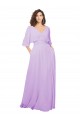 Lila A-Linien V-Ausschnitt Chiffon Lange Brautjungfernkleider Ausverkauf