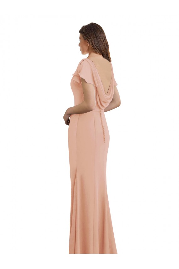 Meerjungfrau Bootshals Stehkragen Ausschnitt Chiffon Lange Brautjungfernkleider / Abiballkleider Ausverkauf