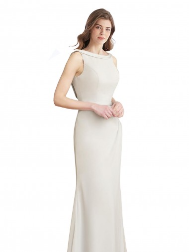 Meerjungfrau Bootshals Stehkragen Ausschnitt Chiffon Satin Lange Brautjungfernkleider Ausverkauf