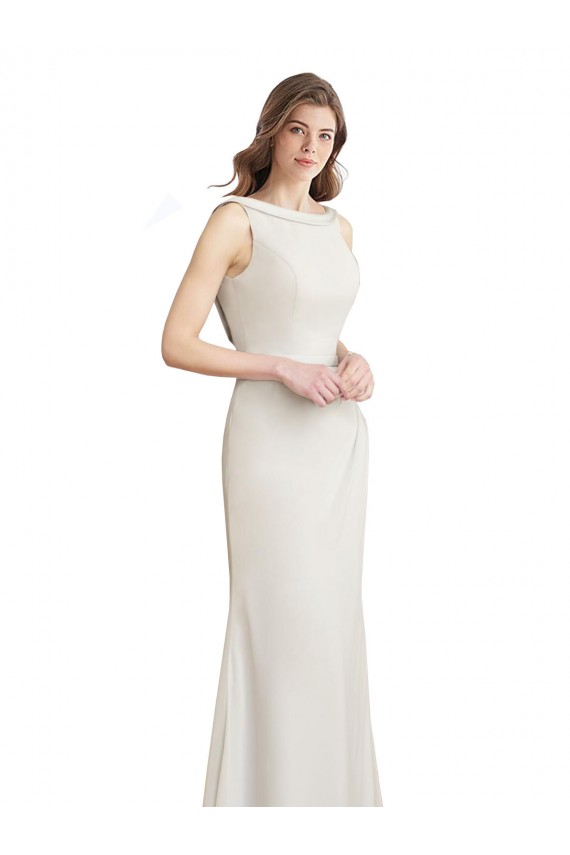 Meerjungfrau Bootshals Stehkragen Ausschnitt Chiffon Satin Lange Brautjungfernkleider Ausverkauf