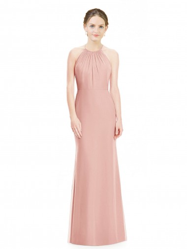 Meerjungfrau Neckholder Chiffon Lange Brautjungfernkleider Ausverkauf
