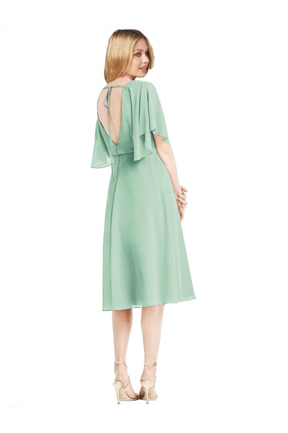 Minzgrün A-Linien Knielang Chiffon Kurze Brautjungfernkleider Ausverkauf