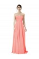 Peach A-Linien Trägerlos Chiffon Lange Brautjungfernkleider Ausverkauf