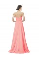 Peach A-Linien Trägerlos Chiffon Lange Brautjungfernkleider Ausverkauf