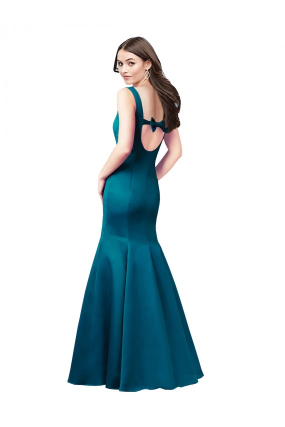 Pfauenblau Meerjungfrau Satin Lange Brautjungfernkleider / Abiballkleider Ausverkauf