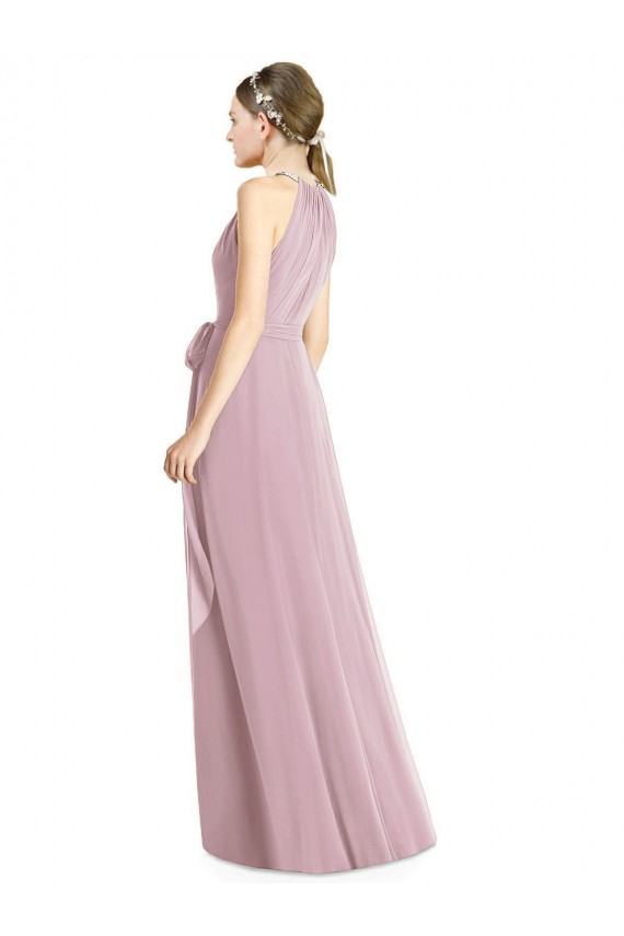 Primel A-Linien Neckholder Chiffon Lange Brautjungfernkleider Ausverkauf