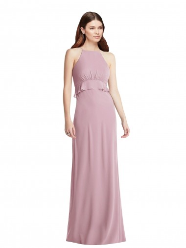 Primel A-Linien Neckholder Chiffon Lange Brautjungfernkleider Ausverkauf