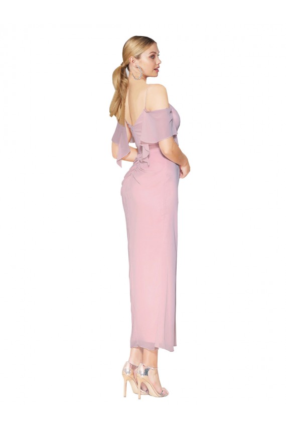 Primel Meerjungfrau Off-Schulter Knielang Chiffon Kurze Formale Brautjungfernkleider / Abendkleider / Abiballkleider Ausverkauf