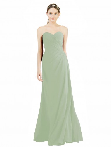 Rauchgrün A-Linien Chiffon Lange Brautjungfernkleider Ausverkauf