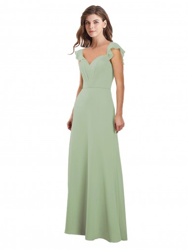 Rauchgrün A-Linien Chiffon Lange Brautjungfernkleider Ausverkauf
