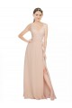 Rosa 114 A-Linien V-Ausschnitt Chiffon Lange Brautjungfernkleider Ausverkauf