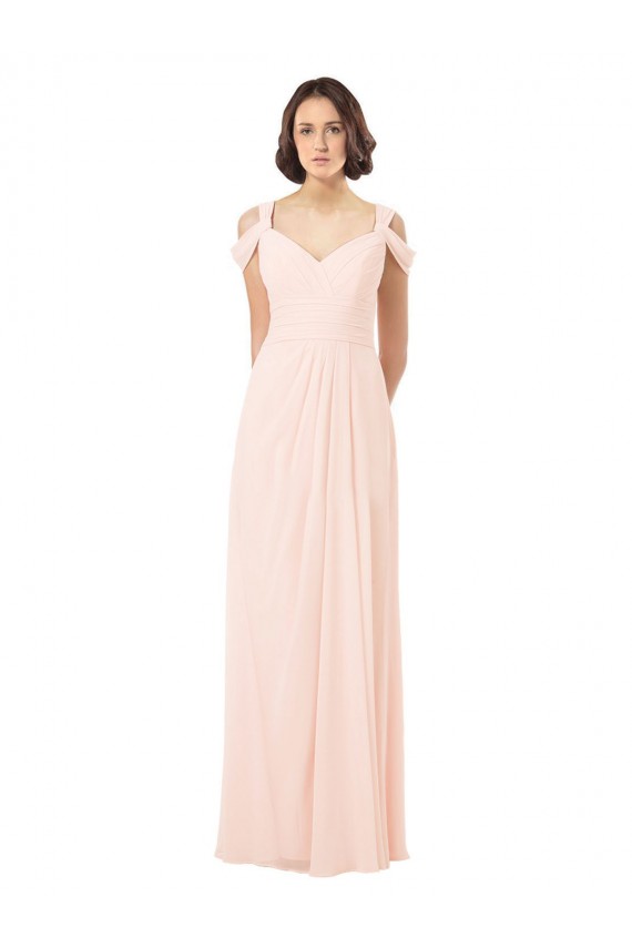 Rosa 42 A-Linien Off-Schulter Chiffon Lange Brautjungfernkleider Ausverkauf