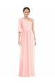 Rosa A-Linien Eine-Schulter Chiffon Lange Brautjungfernkleider Ausverkauf