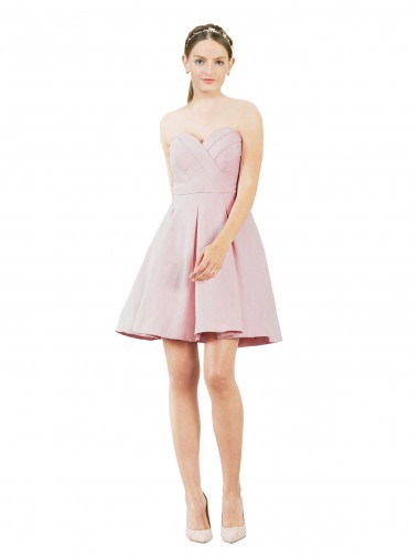Rosa A-Linien Knielang Satin Kurze Brautjungfernkleider / Cocktailkleider / Heimkehr Kleider Ausverkauf