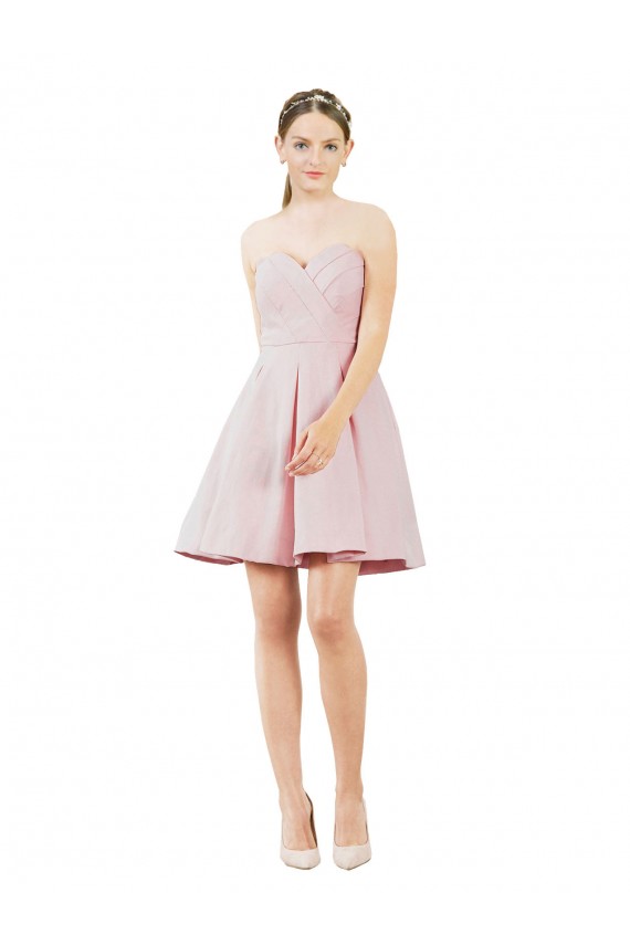 Rosa A-Linien Knielang Satin Kurze Brautjungfernkleider / Cocktailkleider / Heimkehr Kleider Ausverkauf