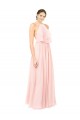 Rosa A-Linien Neckholder Chiffon Lange Brautjungfernkleider Ausverkauf