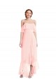 Rosa A-Linien Off-Schulter Chiffon Lange Brautjungfernkleider Ausverkauf