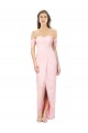 Rosa A-Linien Off-Schulter Trägerlos Chiffon Lange Brautjungfernkleider Ausverkauf