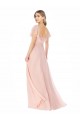 Rosa A-Linien Quadrat Ausschnitt Chiffon Lange Brautjungfernkleider Ausverkauf