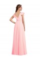 Rosa A-Linien V-Ausschnitt Chiffon Lange Brautjungfernkleider Ausverkauf
