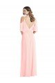 Rosa A-Linien V-Ausschnitt Chiffon Lange Brautjungfernkleider Ausverkauf
