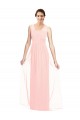 Rosa A-Linien V-Ausschnitt Chiffon Lange Brautjungfernkleider Ausverkauf
