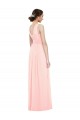 Rosa A-Linien V-Ausschnitt Chiffon Lange Brautjungfernkleider Ausverkauf