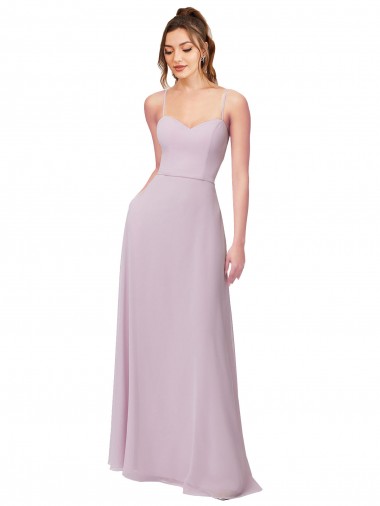 Rosa Leuchten A-Linien Chiffon Lange Brautjungfernkleider Ausverkauf
