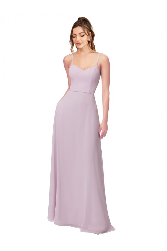 Rosa Leuchten A-Linien Chiffon Lange Brautjungfernkleider Ausverkauf