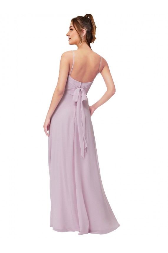 Rosa Leuchten A-Linien Chiffon Lange Brautjungfernkleider Ausverkauf