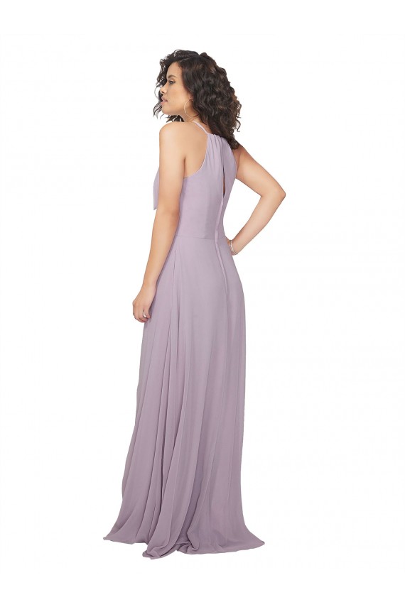 Rosa Leuchten A-Linien Neckholder Chiffon Lange Brautjungfernkleider Ausverkauf