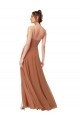 Rosenholz A-Linien Haube Ausschnitt Chiffon Lange Brautjungfernkleider Ausverkauf