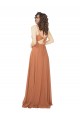 Rosenholz A-Linien V-Ausschnitt Chiffon Lange Brautjungfernkleider Ausverkauf