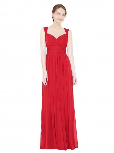Rot A-Linien Chiffon Lange Brautjungfernkleider Ausverkauf
