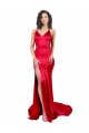 Rot Meerjungfrau Stretch-Satin Lange Formale Brautjungfernkleider / Abendkleider / Abiballkleider Ausverkauf