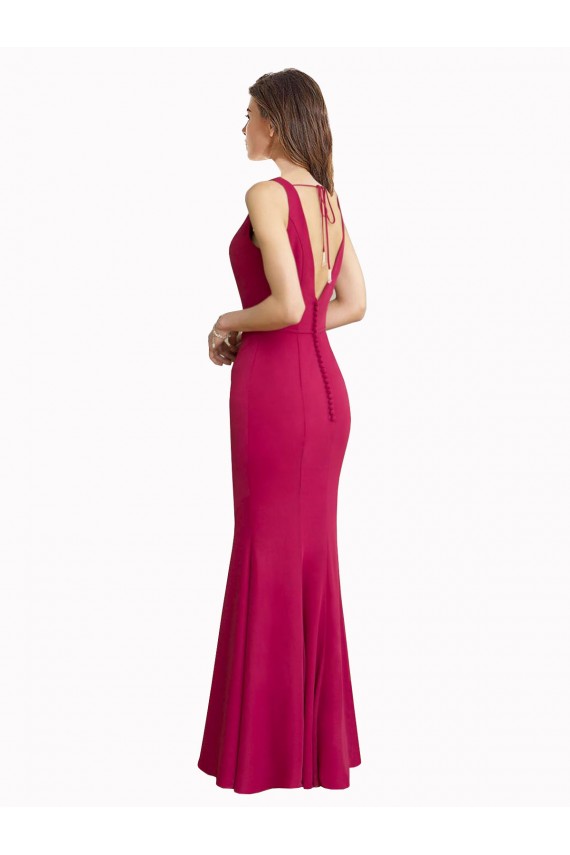 Rot Meerjungfrau V-Ausschnitt Chiffon Lange Brautjungfernkleider / Abiballkleider Ausverkauf