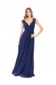 Saphir A-Linien V-Ausschnitt Chiffon Lange Brautjungfernkleider Ausverkauf