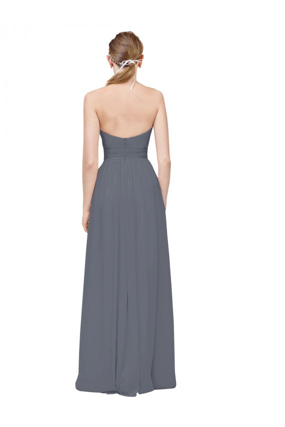 Schiefergrau A-Linien Chiffon Lange Brautjungfernkleider Ausverkauf