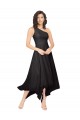 Schwarz A-Linien Eine-Schulter Trägerlos Midi Chiffon Kurze Brautjungfernkleider / Cocktailkleider / Heimkehr Kleider Ausverkauf