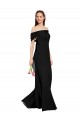 Schwarz Meerjungfrau Off-Schulter Chiffon Lange Brautjungfernkleider / Abiballkleider Ausverkauf