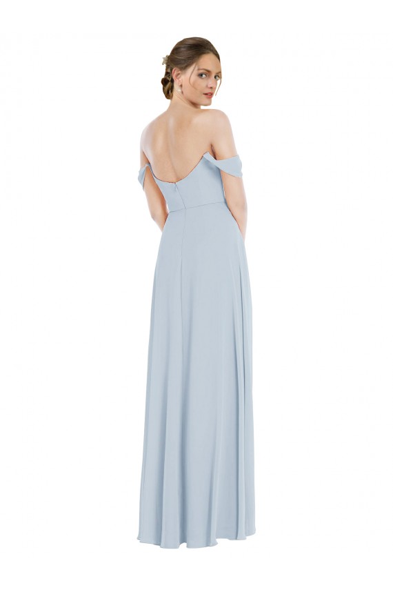 Seeglas A-Linien Off-Schulter Chiffon Lange Brautjungfernkleider Ausverkauf