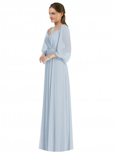 Seeglas A-Linien Off-Schulter Chiffon Lange Formale Brautjungfernkleider / Abendkleider Ausverkauf