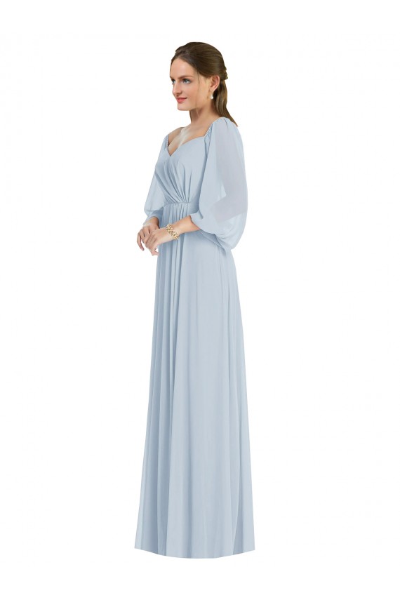 Seeglas A-Linien Off-Schulter Chiffon Lange Formale Brautjungfernkleider / Abendkleider Ausverkauf