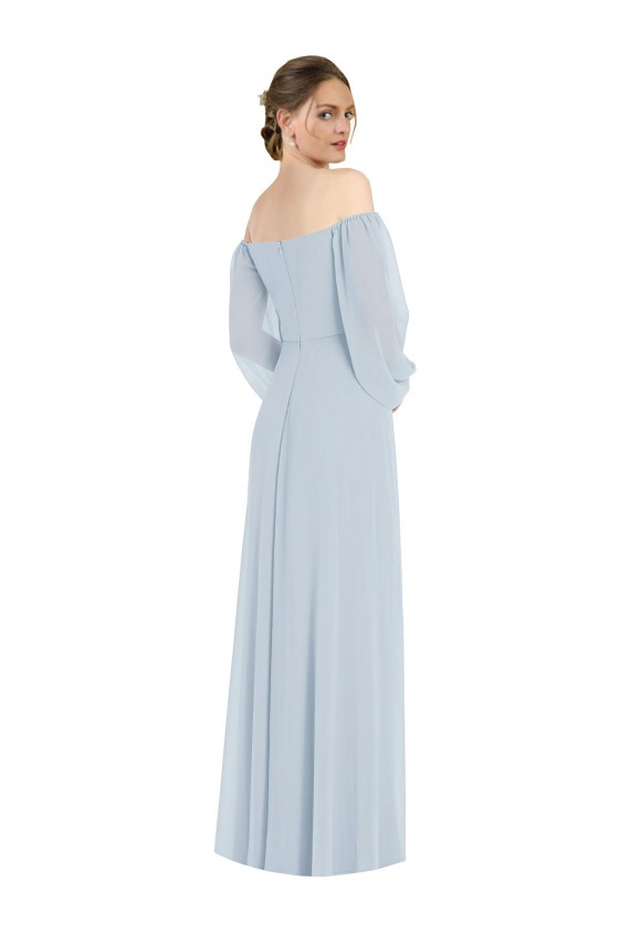 Seeglas A-Linien Off-Schulter Chiffon Lange Formale Brautjungfernkleider / Abendkleider Ausverkauf