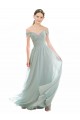 Seeglas A-Linien Off-Schulter Chiffon Spitze Lange Brautjungfernkleider Ausverkauf