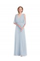 Seeglas A-Linien V-Ausschnitt Chiffon Lange Brautjungfernkleider Ausverkauf