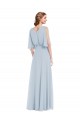 Seeglas A-Linien V-Ausschnitt Chiffon Lange Brautjungfernkleider Ausverkauf