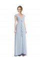Seeglas A-Linien V-Ausschnitt Chiffon Lange Brautjungfernkleider Ausverkauf