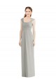 Silber A-Linien Chiffon Lange Brautjungfernkleider Ausverkauf